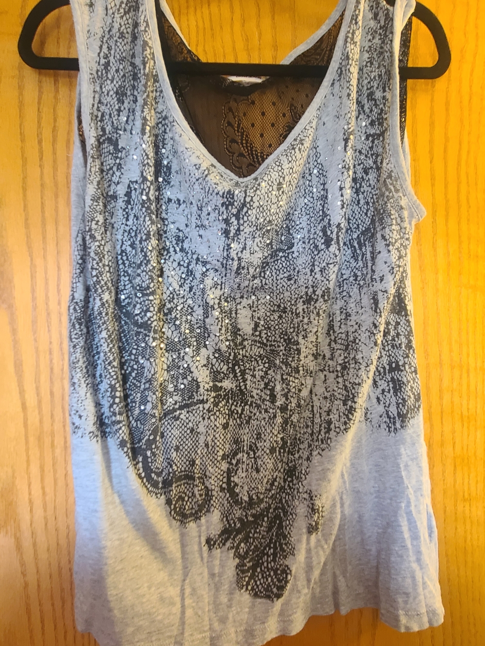 DKNY Lace & Rhinestone Top